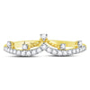 10k Yellow Gold Womens Round Diamond Crown Tiara Fashion Band Ring 1/5 Cttw