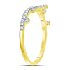 10k Yellow Gold Womens Round Diamond Crown Tiara Fashion Band Ring 1/5 Cttw