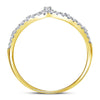 10k Yellow Gold Womens Round Diamond Crown Tiara Fashion Band Ring 1/5 Cttw