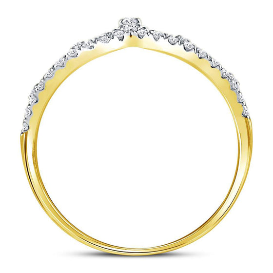 10k Yellow Gold Womens Round Diamond Crown Tiara Fashion Band Ring 1/5 Cttw