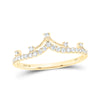 10k Yellow Gold Womens Round Diamond Crown Tiara Fashion Band Ring 1/5 Cttw