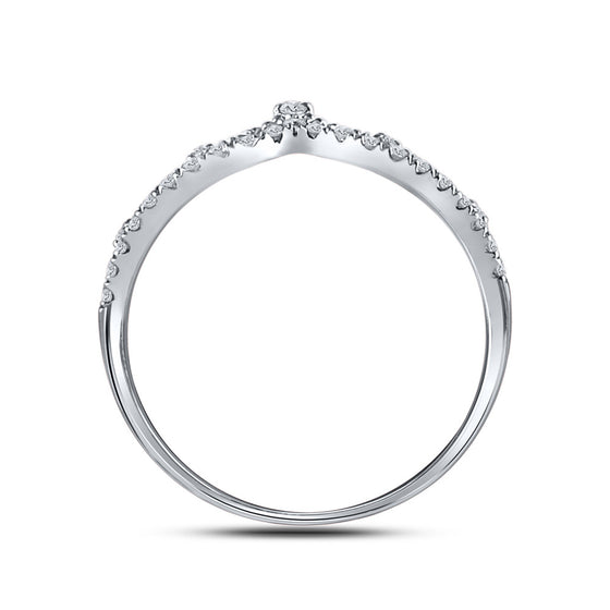 10k White Gold Womens Round Diamond Crown Tiara Fashion Band Ring 1/5 Cttw