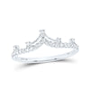 10k White Gold Womens Round Diamond Crown Tiara Fashion Band Ring 1/5 Cttw