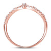 10k Rose Gold Womens Round Diamond Crown Tiara Fashion Band Ring 1/5 Cttw