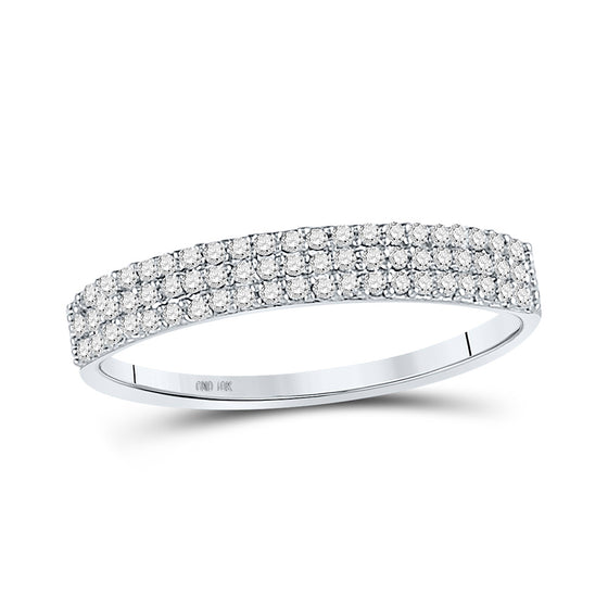 10k White Gold Womens Round Diamond Band Ring 1/5 Cttw
