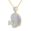 10k Yellow Gold Mens Round Diamond Football Helmet Charm Pendant 3/4 Cttw