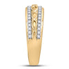 10k Yellow Gold His Hers Round Diamond Cluster Matching Wedding Set 1 Cttw