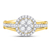 14k Yellow Gold Round Diamond Cluster Bridal Wedding Engagement Ring 3/4 Cttw