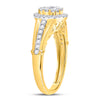 14k Yellow Gold Round Diamond Cluster Bridal Wedding Engagement Ring 3/4 Cttw