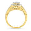 14k Yellow Gold Round Diamond Cluster Bridal Wedding Engagement Ring 3/4 Cttw