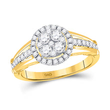  14k Yellow Gold Round Diamond Cluster Bridal Wedding Engagement Ring 3/4 Cttw