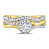 14k Yellow Gold Round Diamond Bridal Wedding Ring Band Set 1/2 Cttw
