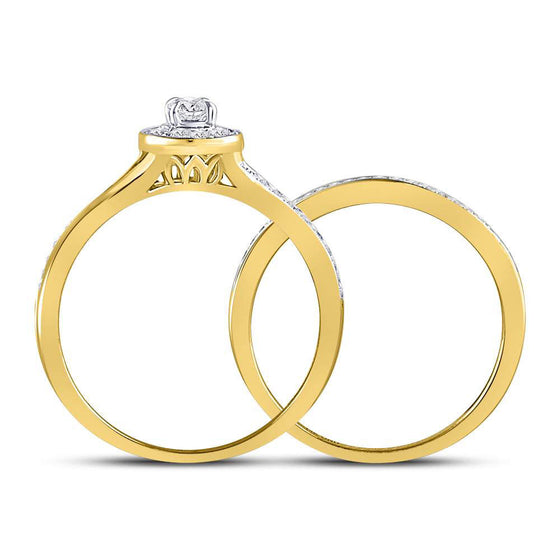 14k Yellow Gold Round Diamond Bridal Wedding Ring Band Set 1/2 Cttw