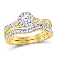  14k Yellow Gold Round Diamond Bridal Wedding Ring Band Set 1/2 Cttw