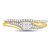 14k Yellow Gold Princess Diamond Cluster Bridal Wedding Ring Band Set 1/3 Cttw