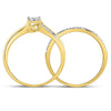 14k Yellow Gold Princess Diamond Cluster Bridal Wedding Ring Band Set 1/3 Cttw