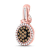 10k Rose Gold Womens Round Brown Diamond Fashion Cluster Pendant 3/8 Cttw