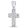 10k White Gold Womens Round Diamond Roman Cross Pendant 1/10 Cttw