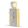 10k Yellow Gold Mens Round Diamond Bank Safe Vault Charm Pendant 1-1/3 Cttw