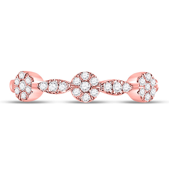 10k Rose Gold Womens Round Diamond Circle Stackable Band Ring 1/4 Cttw