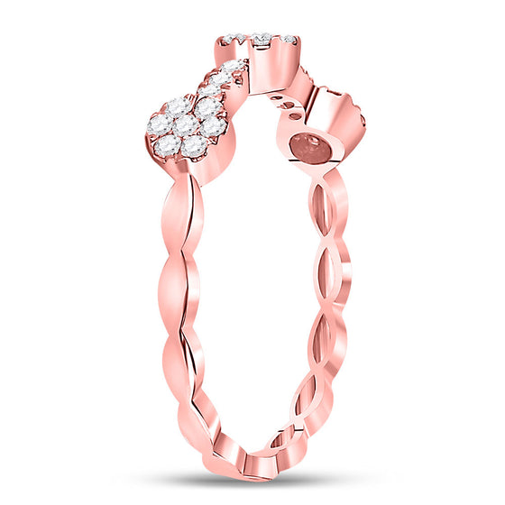 10k Rose Gold Womens Round Diamond Circle Stackable Band Ring 1/4 Cttw