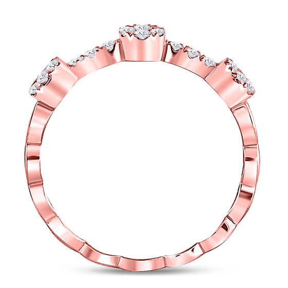 10k Rose Gold Womens Round Diamond Circle Stackable Band Ring 1/4 Cttw