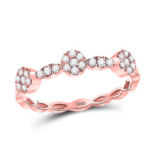  10k Rose Gold Womens Round Diamond Circle Stackable Band Ring 1/4 Cttw