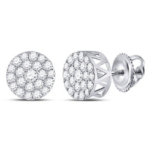  14k White Gold Womens Round Diamond Circle Frame Cluster Earrings 1 Cttw