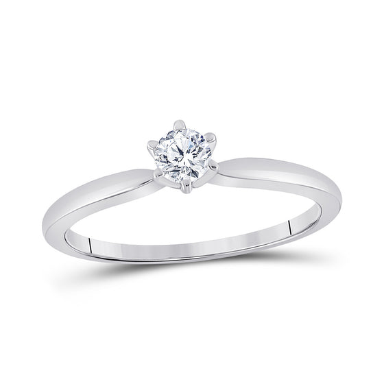 14k White Gold Womens Round Diamond Solitaire Bridal Wedding Engagement Ring 1/5 Cttw
