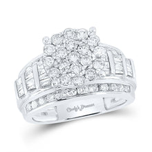  10k White Gold Round Diamond Cluster Bridal Wedding Engagement Ring 2 Cttw Size 9
