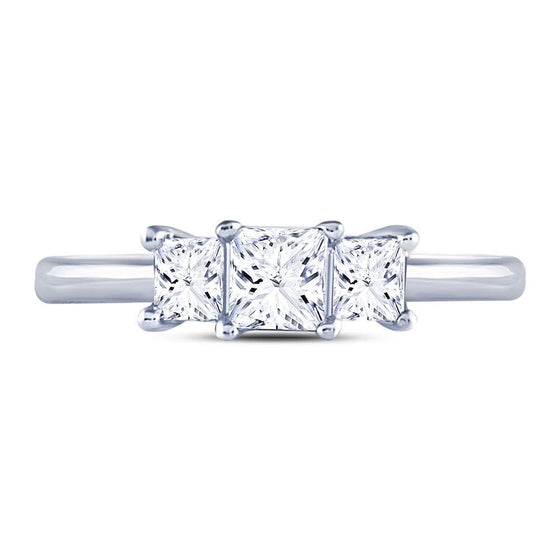 14k White Gold Princess Diamond 3-stone Bridal Wedding Engagement Ring 1 Cttw