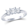 14k White Gold Princess Diamond 3-stone Bridal Wedding Engagement Ring 1 Cttw