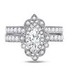 14k White Gold Marquise Diamond Bridal Wedding Ring Band Set 2 Cttw