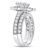 14k White Gold Marquise Diamond Bridal Wedding Ring Band Set 2 Cttw