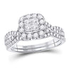 14k White Gold Princess Diamond Bridal Wedding Ring Band Set 1 Cttw