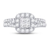 14k White Gold Princess Diamond Cluster Bridal Wedding Ring Band Set 1 Cttw