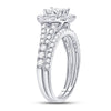 14k White Gold Princess Diamond Cluster Bridal Wedding Ring Band Set 1 Cttw