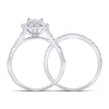 14k White Gold Princess Diamond Cluster Bridal Wedding Ring Band Set 1 Cttw