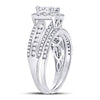 14k White Gold Princess Diamond Bridal Wedding Ring Band Set 1 Cttw