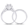 14k White Gold Princess Diamond Bridal Wedding Ring Band Set 1 Cttw