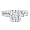 14k White Gold Princess Diamond Bridal Wedding Ring Band Set 1 Cttw