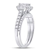 14k White Gold Princess Diamond Bridal Wedding Ring Band Set 1 Cttw