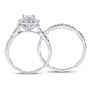14k White Gold Princess Diamond Bridal Wedding Ring Band Set 1 Cttw