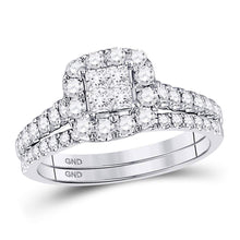  14k White Gold Princess Diamond Bridal Wedding Ring Band Set 1 Cttw