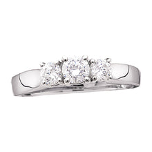  14k White Gold Round Diamond 3-stone Bridal Wedding Engagement Ring 1 Cttw