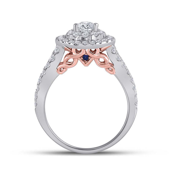 14k Two-tone Gold Pear Diamond Bridal Wedding Ring Band Set 2 Cttw