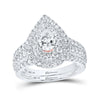 14k Two-tone Gold Pear Diamond Bridal Wedding Ring Band Set 2 Cttw
