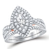 14k Two-tone Gold Marquise Diamond Bridal Wedding Ring Band Set 1 Cttw