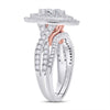 14k Two-tone Gold Marquise Diamond Bridal Wedding Ring Band Set 1 Cttw