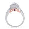 14k Two-tone Gold Marquise Diamond Bridal Wedding Ring Band Set 1 Cttw